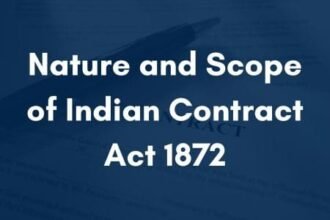 Indian Contract Act 1872 book with legal gavel symbolizing scope of contract law in India.